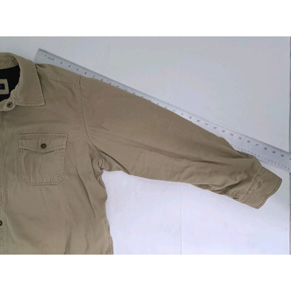Croft Barrow Mens XL Canvas Chore Jacket Shirt Fleece Lined Coat Khaki Field - Picture 12 of 12